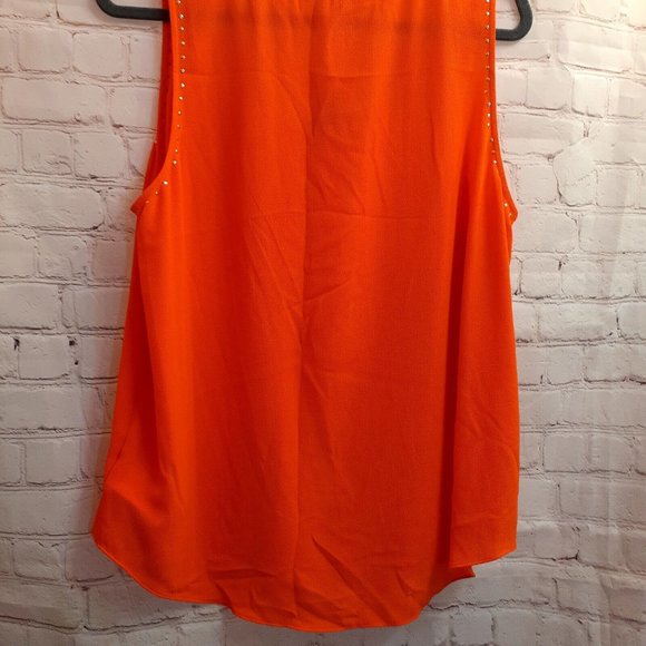 Michael Kors Orange Poppy Studded Sleeveless Blouse Tank Top Large New - Picture 5 of 6